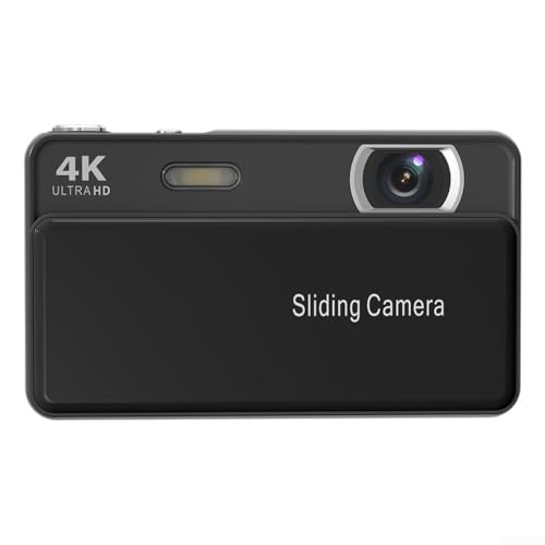 Cámara digital compacta sin espejo, pantalla de 3 pulgadas, diseño deslizante portátil para fotografía y videografía, construcción ABS, estudiantes y principiantes (negro)