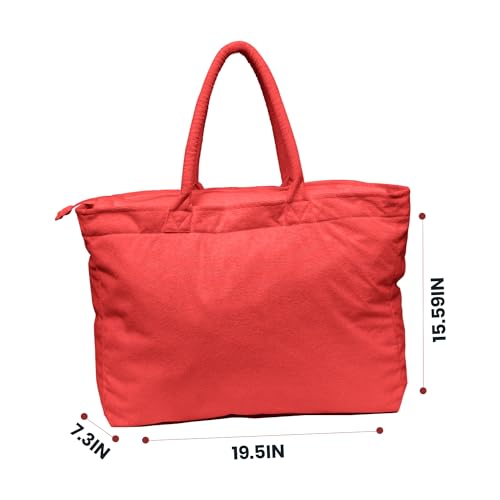 Organix Large Beach Tote Bag for Women, Daily Shoulder Bag, Colorful Neon Polyester Terry Tote Bag for Shopping, Pool & Gym3