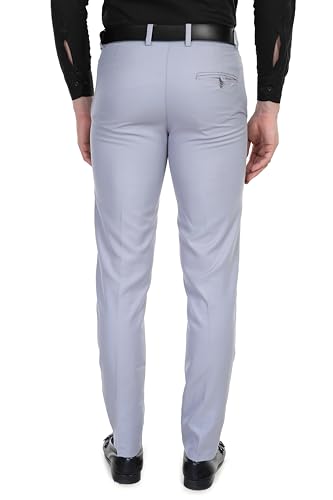 Image of Men's Stretchable Solid Plain Formal Trousers - Regular Fit Stylish Pants for Office & Party, Fashionable Dress Trousers for Men
