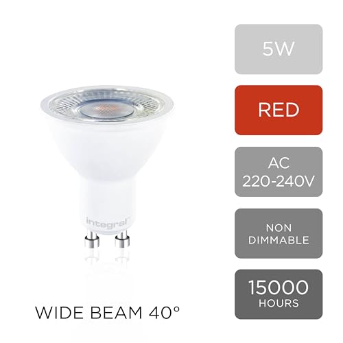 Integral LED 4, Pack GU10 Red Colour Spotlight Bulb, 5W (50W Equivalent), 40° Beam Angle, Suitable for Displays Restaurants - Image 2