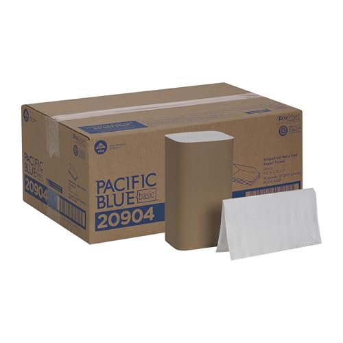 Georgia-Pacific Pacific Blue Basic S-Fold Recycled Paper Towels (Previously Branded Envision) by GP PRO (Georgia-Pacific), White, 20904, 250 Towels Per Pack, 16 Packs Per Case