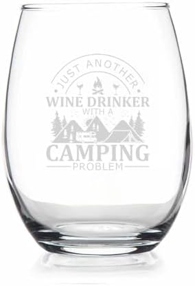 Just Another Wine Drinker With A Camping Problem Stemless Wine Glass - Rv Kitchen Accessories - Happy Camper Glamper Gift - Funny Birthday Outdoors Sign - Camper Wine Glass, 15oz image 4