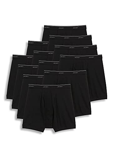 Jockey Men's Underwear Classic 5" Boxer Brief - 12 Pack, Black, m