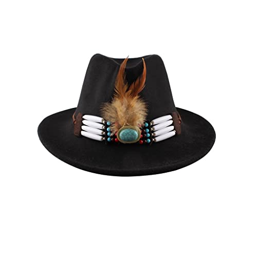 Chapeau en laine de feutre pour femme avec plumes et calotte souple