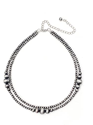 Western Style Navajo Pearl Bead Chain Chocker Necklace