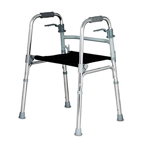 Marco para caminar, plegable para ancianos, ligero, de aleación de aluminio, ayuda para la vida diaria con asiento y asa plegable, silla de transporte, estrella de luz que ahorra espacio