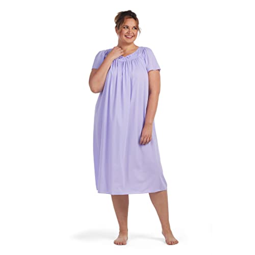 Image of Miss Elaine Nightgown - Women's Long Tricot Nightgown, Short Flutter Sleeves, Comfortable Lightweight Fabric, Sleepwear