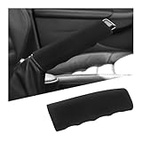 Fkewp Car Handbrake Cover, Waved Shaped Auto Hand Brake Protector Comfortable Handle Grip Cover, Anti-Slip Silicone Parking Brake Lever Protector Decorative Sleeve for Most Cars (Black)