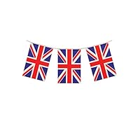 Henbrandt 1 x Union Jack Rectangular Party Bunting 10m Celebration Bunting Great Britain Union Jack British Party Decorations with 20 Flags Royal Theme Garland Pub BBQ Decoration