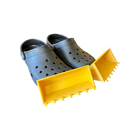 Colonial Depot Bulldozer Croc Attachments (2 Pack) Excavator bucket croc charms, Construction colored yellow gold, Funny & Cool croc accessories, Snow plow for crocs, Plastic Composite, No Gemstone Cover