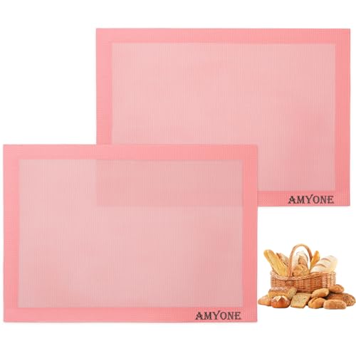 AMYONE Perforated Baking Mats, 2 PCS Pink Eclair Silicone Mat
