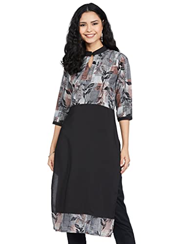 Image of Women's Crepe Straight Kurta (ALC5020 Black X-Small)