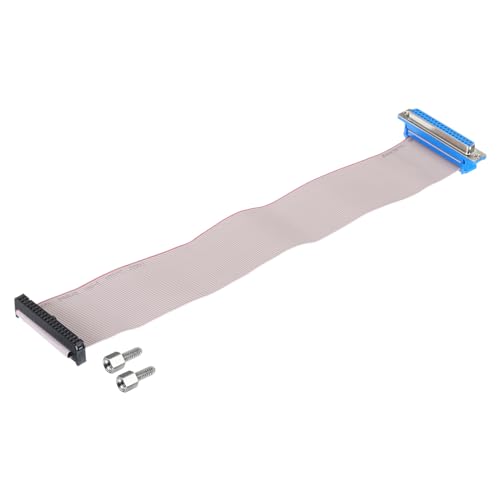 MECCANIXITY 40Pin Flat Ribbon Cable Grey DB37 Female to FC-40P 2.54mm Pitch 30cm Length DB Serial Port Cable for Computer, LED Display, DVD with 2 Screws