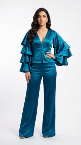 Image of Silk Satin Fabric for Tops, Frocks, Gowns, Blouses, Patiyala, Palazzo