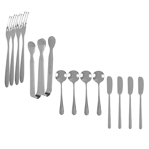 HOLIDYOYO 14-pc Stainless Steel Cheese Knife Set Silverware Utensil Set for Cheese Board Easy to Grip Cheese Spreader Fork Spatul