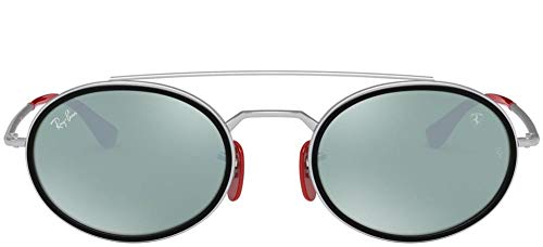 Ray-Ban Rb3847m Polarized Oval Sunglasses, Silver/Light Green Mirrored Silver, 52 mm2