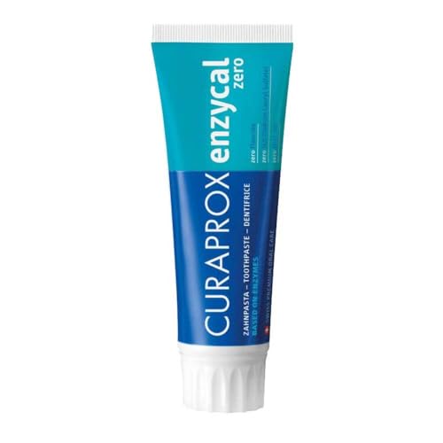 Curaprox Enzycal 950 Zahnpasta - Milde Fluoridzahnpasta mit Enzymen für die sanfte tägliche Mundpflege/Wenig abrasiv, frischer Geschmack, SLS-frei, 75ml / Hergestellt in der Schweiz
