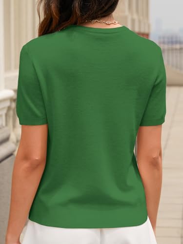 Image of DAIMIDY Womens Cotton Modal Short Sleeve Sweaters Summer Knit Tops | Breathable,Soft,Smooth Feel and Excellent Drape.Fit in Summer,Spring and Fall.