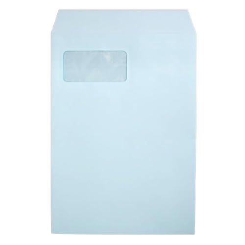 山櫻 封筒 角20 窓付 スミ貼 C1750 LP ECブルーCoC 紙厚100g 〒枠ナシ 100枚 / レーザープリンター対応 耐熱窓 A4用 カラー 無地 00562665-0100