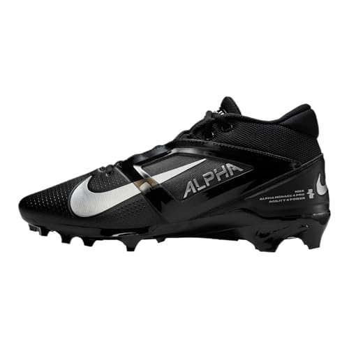 Nike Alpha Menace 4 Pro Football Cleats (FD7037-002, Black/Metallic Silver)