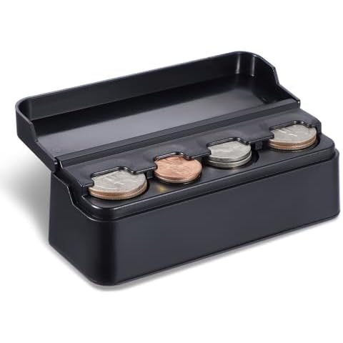 SINGARO Coin Holder for Car, Coin Change Organizer Compatible with Coins of Different Sizes, Dash-Mounted Holder Suitable for Most Cars, Trucks(Black) Cover