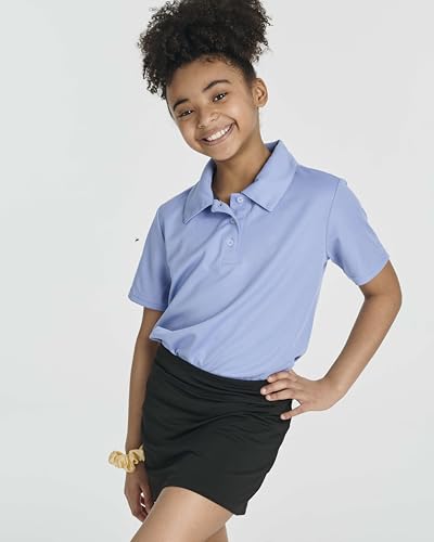 Real Essentials 3 Pack: Girls' Short Sleeve Performance Polo School Uniform(Ages 4-18)3