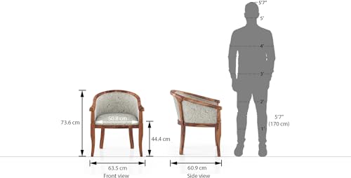 Image of Solid Wood Chair Wooden Single Seater Sofa Chair for Living Room, Bedroom, Outdoor & Indoor - Teak & Monochrome Paisley