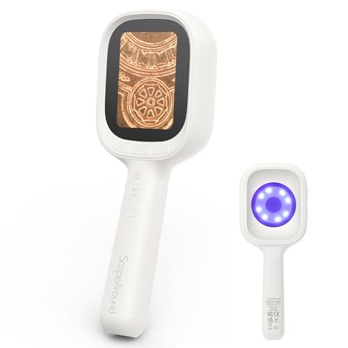 ScopeAround Digital Microscope Autofocus Handheld Microscope Magnifier with 2.8 IPS Screen and LEDs Portable Magnifying Glass Compatible with Mac/Windows