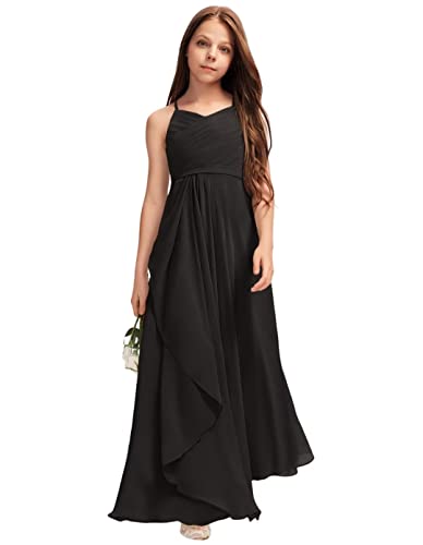 A-Line Chiffon Junior Bridesmaid Dress with Cascading Ruffles