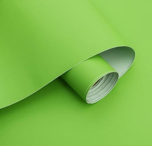 Image of WALLMATE Lime Green Peel and Stick Wallpaper Self-Adhesive Removable Thicken Waterproof Wallpaper for Kitchen Countertop Cabinet (2 Feet by 15 Feet, Matte Parrot Green Wallpaper)