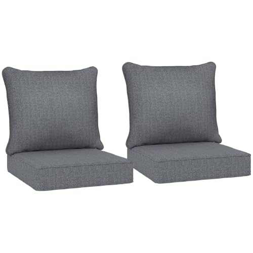 Outsunny Outdoor Chair Cushions Set of 2 Fade Resistant 24x24 in Gray