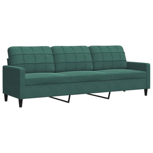 Gecheer 3-TLG. Sofagarnitur Sessel Couch Sofa Wohnzimmersofa Couchgarnitur Designsofa Sitzmöbel Polstermöbel mit Kissen und Nackenrollen Dunkelgrün Samt – Bild 5