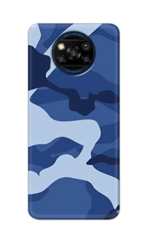 Image of Printed Hard Back Cover Case for Mi Poco X3 | Poco X3 Pro | Poco X3 NFC Back Cover (Army Blue Pattern) -1302