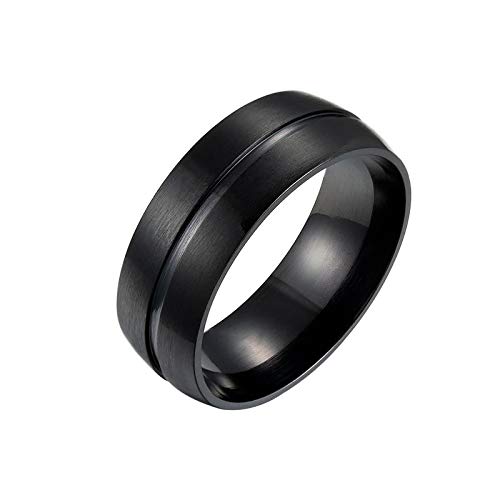OOMPH Jewellery Black Titaninum Matte Finish Band Ring For Men & Boys (ROIS16)