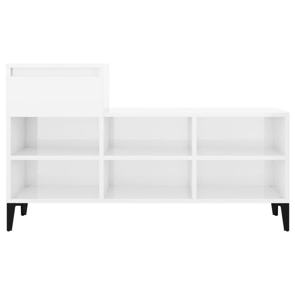 Armoire À Chaussures Blanche Haute Brillance 102x36x60 cm Bois D'ingénierie