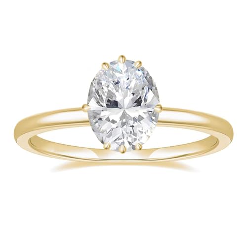 Engagement Rings 14K Gold Plated Promise Wedding Band Round Oval Cubic Zirconia Fake Diamond Ring Jewelry for Women (8)