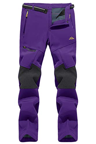 TACVASEN Women s Thick Pants Hiking Snowboard Snow Pants Reinforced Knees, Purple, 36