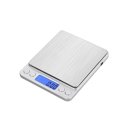 MOKLYF Báscula de Cocina Digital alimentada por USB, minibáscula de Bolsillo para Pesar Alimentos, para cocinar y Hornear, báscula electrónica de Alta precisión par(Plata-500g
