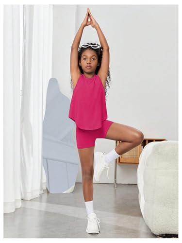 Image of BEAUDRM Girl's 2 Piece Workout Outfits Crop Top and Shorts Athletic Sets | Activewear Sets,Dance Sets,Tumbling Outfits,Hip Hop Dance Outfits,Cheer Practice Outfits for Girls