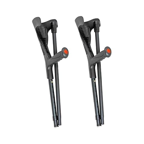 Pepe - Folding Crutches for Travel (x2 Unit, Open Cuff), Forearm Crutches for Adults, Foldable Crutches Adult, Aluminum Crutches for Walking, Adjustable Crutches for Women, Black. Cover