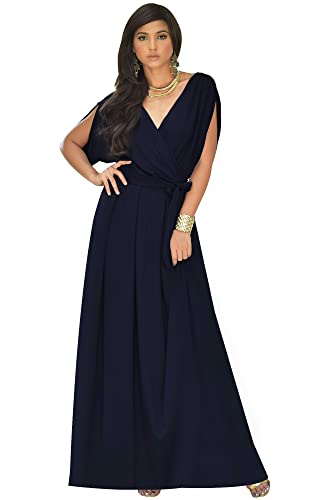KOH KOH Womens Long Semi-Formal Short Sleeve V-Neck Floor Length Maxi Dress Gown