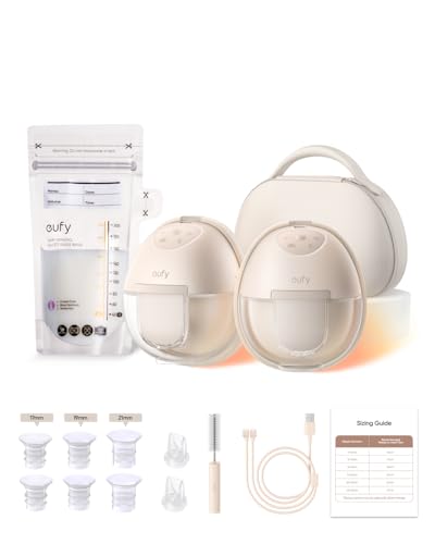 Image of eufy Heated Wearable Breast Pump S1 Pro with Milk Storage Bag, Slim Hands-Free Breast Pump with Industry-Leading HeatFlow™ Tech, Wireless Charging Case, App-Controlled OptiRhythm™, in-Bra Use