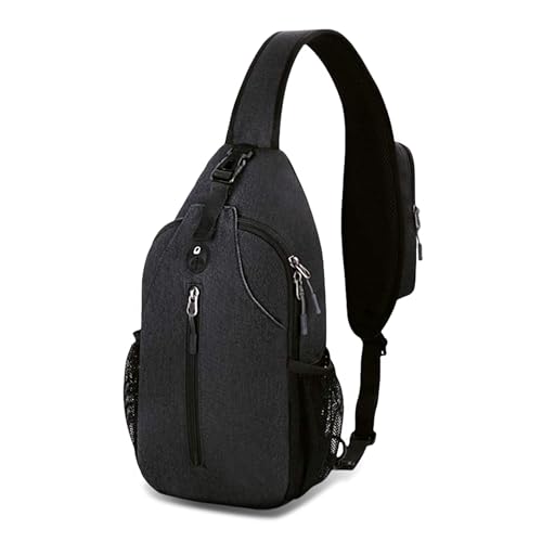 Aucuu Sling Rucksack, Brusttasche Sling Bag Klein, Schultertasche, Multipurpose Crossbody Bag, Crossbody Umhängetasche mit Kopfhörerloch, Schulterrucksack für Wandern Reisen Klettern Herren Damen