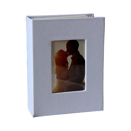 Psdndeww Funda De Lino Minis Álbum De Fotos 4x6 100 Bolsillos Gran Capacidad para Familia Boda Aniversario Bebé Vacaciones Álbum Libro Cubierta De Lino