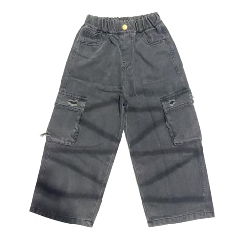 Boys Wide Jeans Baggy Elastic High Waist Pants 𝗩intage Y2K Casual Straight Leg Denim Cargo Pants with Pockets