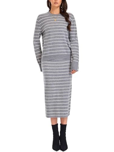 VETLURY 2 Piece Sweater Skirt Sets - Womens 100% Wool