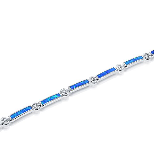 Beaux Bijoux Sterling Silver 7" Created Blue Opal Bar Link Bracelet3