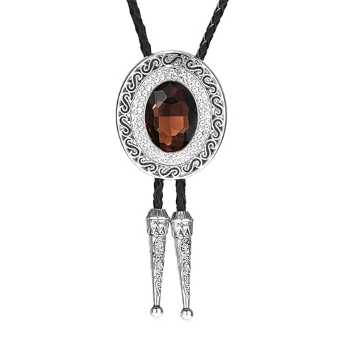 Image of Western Bolo Tie Cowboy Bolo Ties Rhinestone Necklace Bola Tie for Men Women