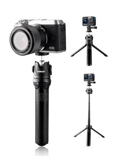 Trípode de cámara Compacto, Lammcou Mini trípode de Viaje portátil con Adaptador Actioncam, Vlogging Tripod pequeño con Varilla de extensión de 23 cm para g7x Mark II rx100 IV Alpha 6000 Hero 12 11