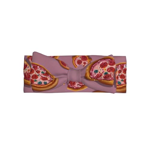 star Pink pizza Printed baby bow headband - Soft and elastic material, suitable for newborns, babies, and toddlers